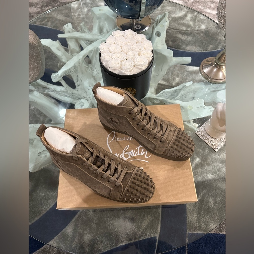 NWT Christian Louboutin Spikes Orlato Flat in Brown Retails at $1045